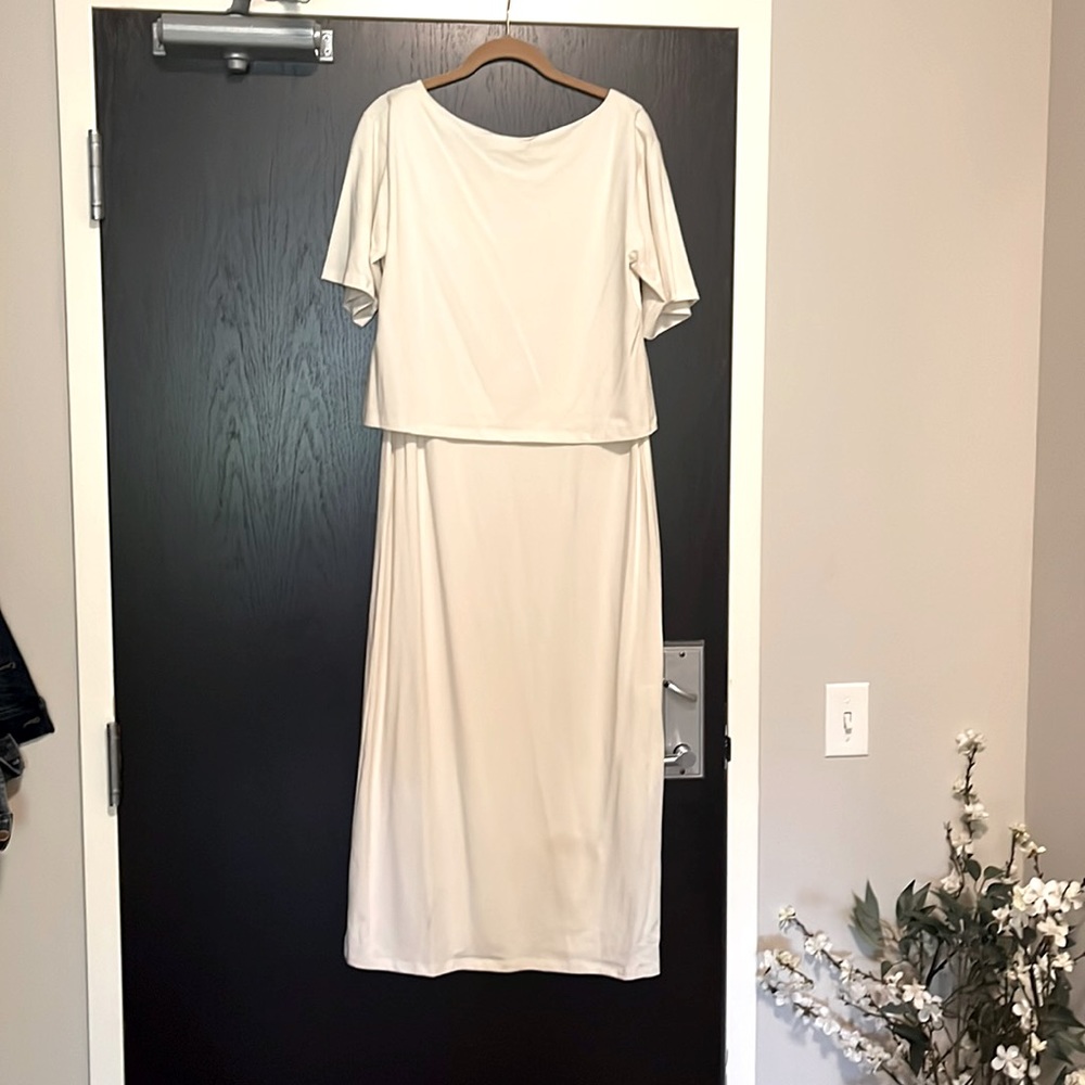 Cream midi dress with connected top